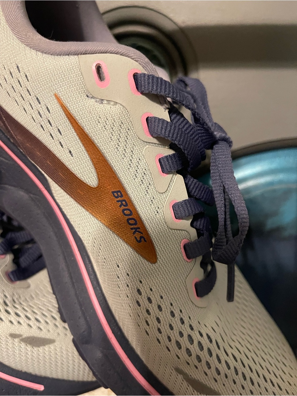 Brooks Women's Running Sneakers - Light Gray, Navy & Rose - Picture 3 of 9